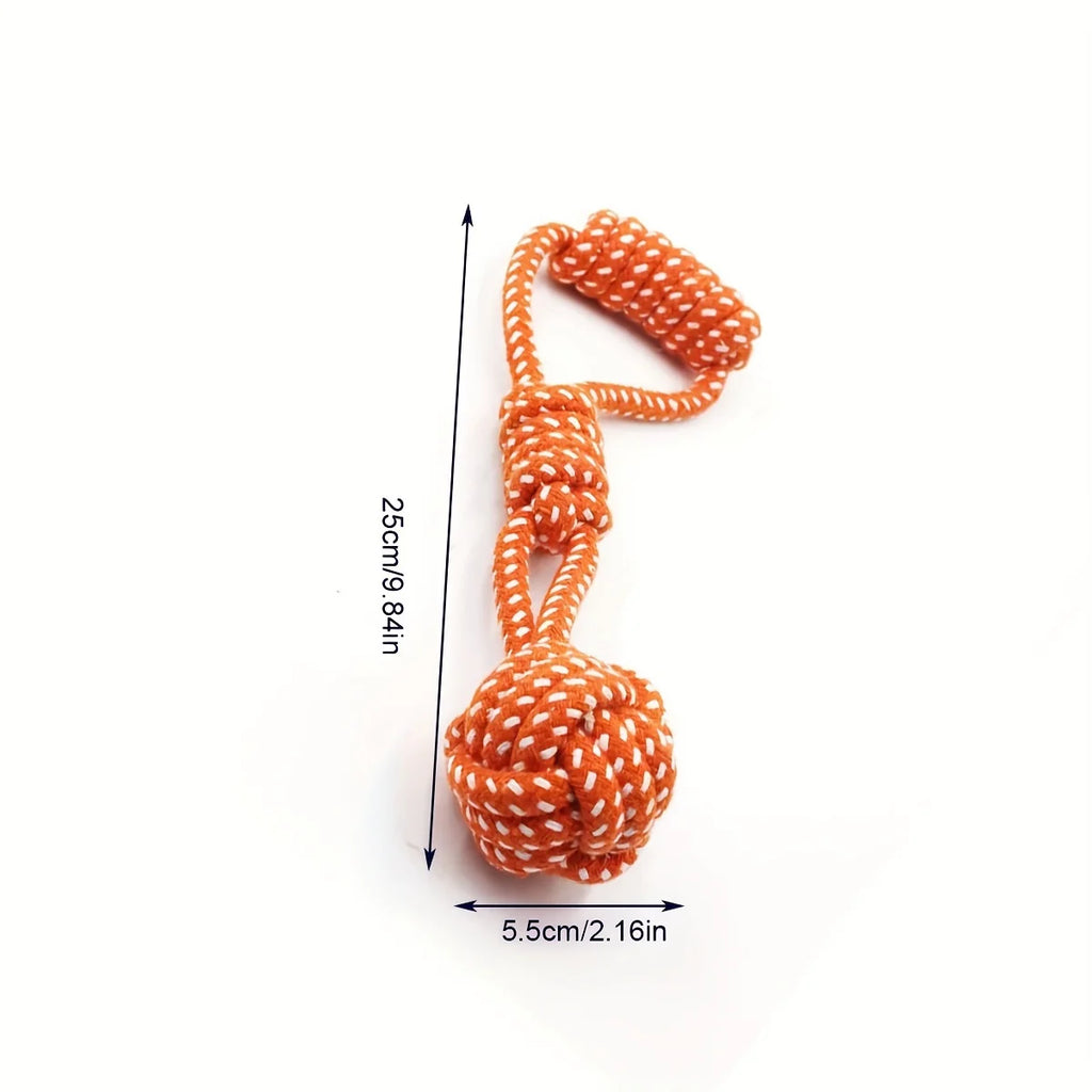 1pc Durable Dog Rope Toy with Ball - All-Breed Chew and Tug Plaything Random Color Selection