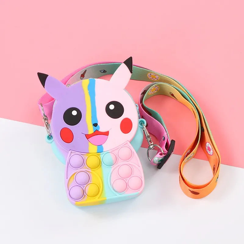 Pokemon Pikachu Lovely Fashion Bag Princess Small Storage Silicone Purse Messenger Cartoon Figures Model Toy Children's Gift Bag