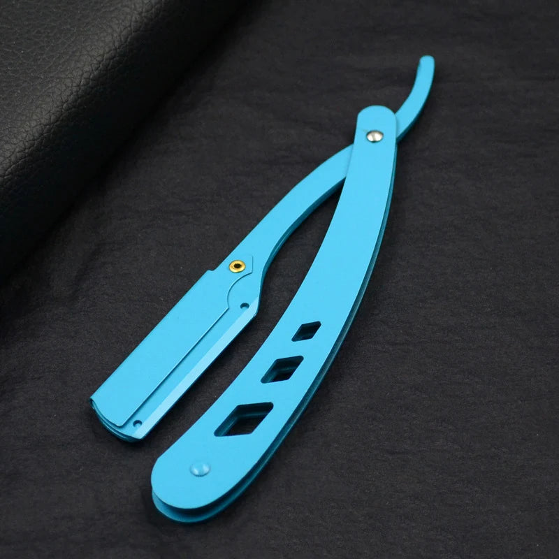 Men Shaving Barber Tools Hair Razor and Blades Antique Black Folding Shaving Knife Unisex Hair Removal (Without Blade)