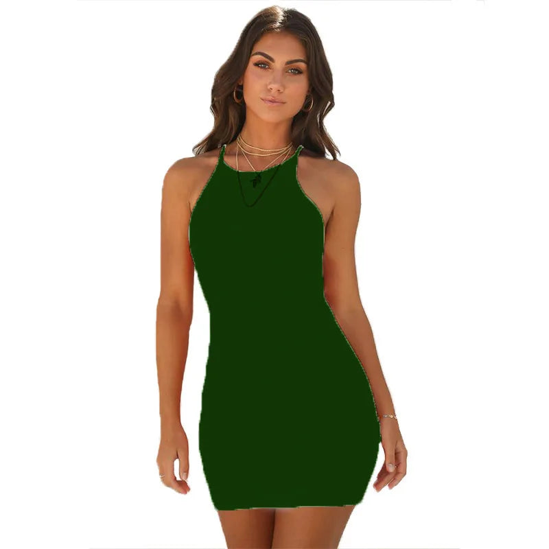 Summer cross-border new style European women's clothing - black sexy fashionable high-waisted dress