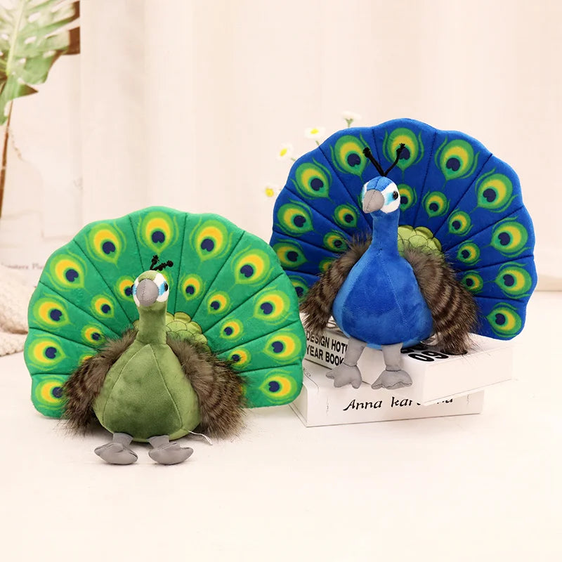 Cute Simulation Green Peacock Plush Toy Blue Peacock Doll Decorative Ornament Gift Bird Doll Zoo Souvenir Ornament Photo Props
