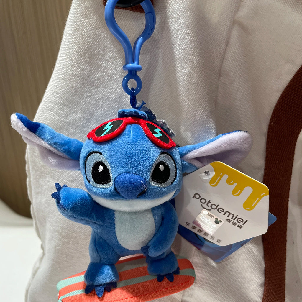 Genuine Disney Stitch Lotso Plush Toys Keychain Pendant Accessories Cute Cartoon Stuffed Doll Key Ring Toys Key Chain Gift