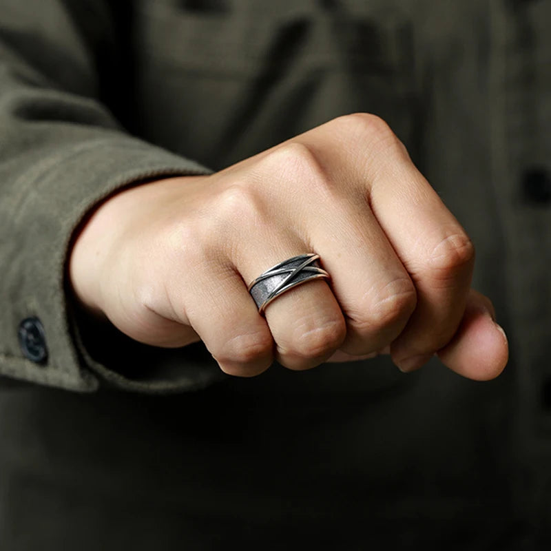 Retro Time Space Goku Black Ring Punk Gothic Open Ring For Men Handmade Unisex Designer Jewelry Accessories Anime Lovers Gift