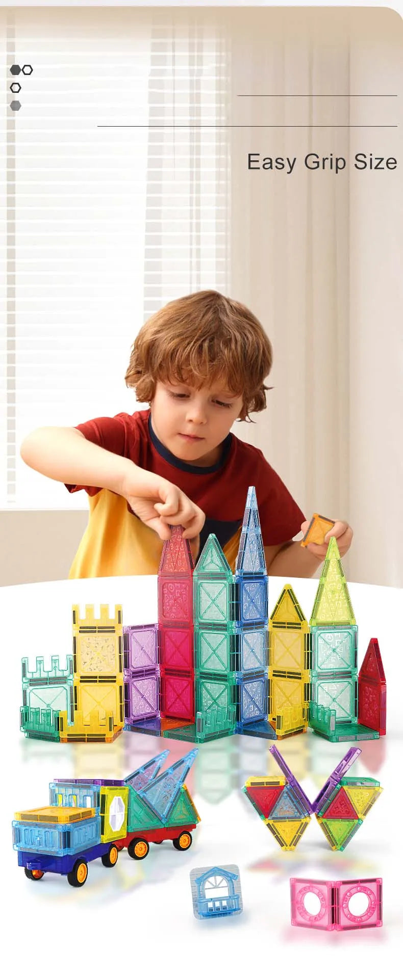 Magnetic Tiles for Kids Ages 3-5 4-8 Magnet Toys for 3 4 5 6 7 8+ Year Old Boys Girls Toddlers Magnetic Building Blocks Preschoo