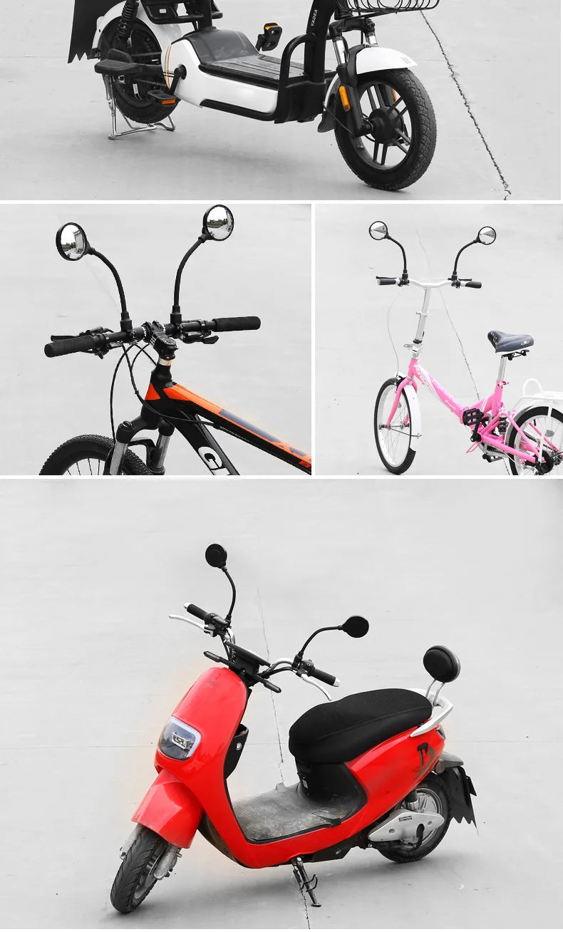 1PC Bicycle Rearview Handlebar Mirrors 360 for Mountain Road Bike Motorcycle Bendable Hose Adjustable Rearview Mirror