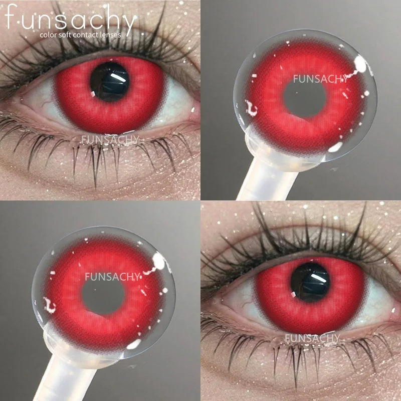FUNSACHY 1Pair Colorful Cosplay Contact Lenses for Eyes Colored Fashion Pink Contacts Lens Green Cosmetic Pupil Yearly Red Lens