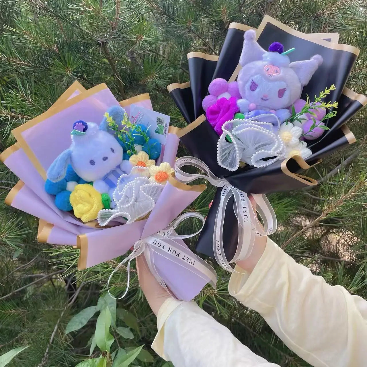 Cartoon My Melody Kuromi Cinnamoroll Kt Cat Plush Doll Creative Flower Bouquet Valentine Christmas Graduation Birthday Gift
