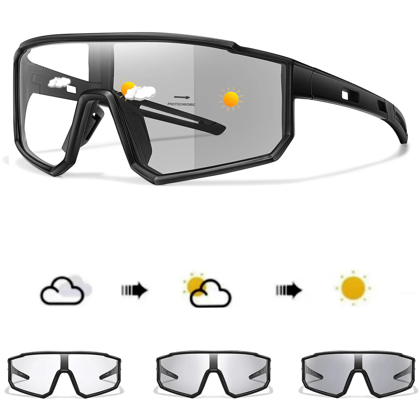 New Style Brand Photochromic Eyewear Men Women Bicycle MTB Bike Running Fishing Cycling Glasses Comfortable Windproof Goggles