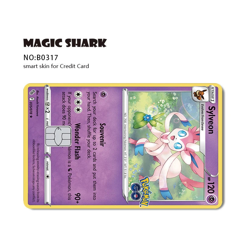 New Bulbasaur Pikachu Charmander Squirtle Mew Gengar Pokemons PTCG Film Skin Cover Sticker for Credit Debit Card