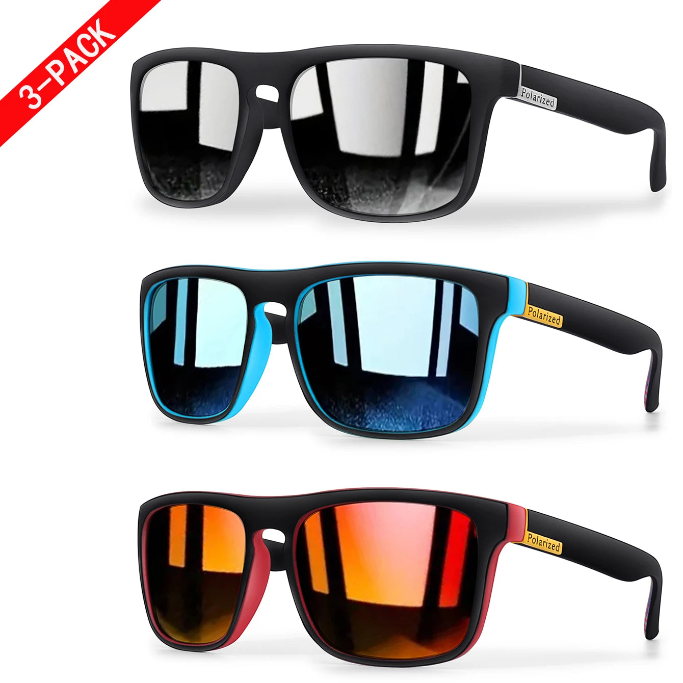 LOISRUBY Brand Polarized Cycling Sunglasses Men Car Driving Color Changing Bike Motorcycle Square Frame Hinking Festival