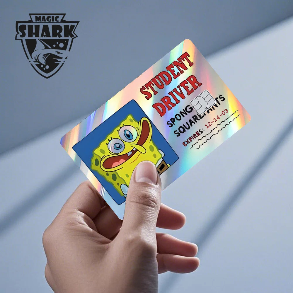 Magic Shark 2026 New Arrival Funny Cute Cartoon Holographic Sticker Laser Film Shinny Skin for Debit Credit Bank Card