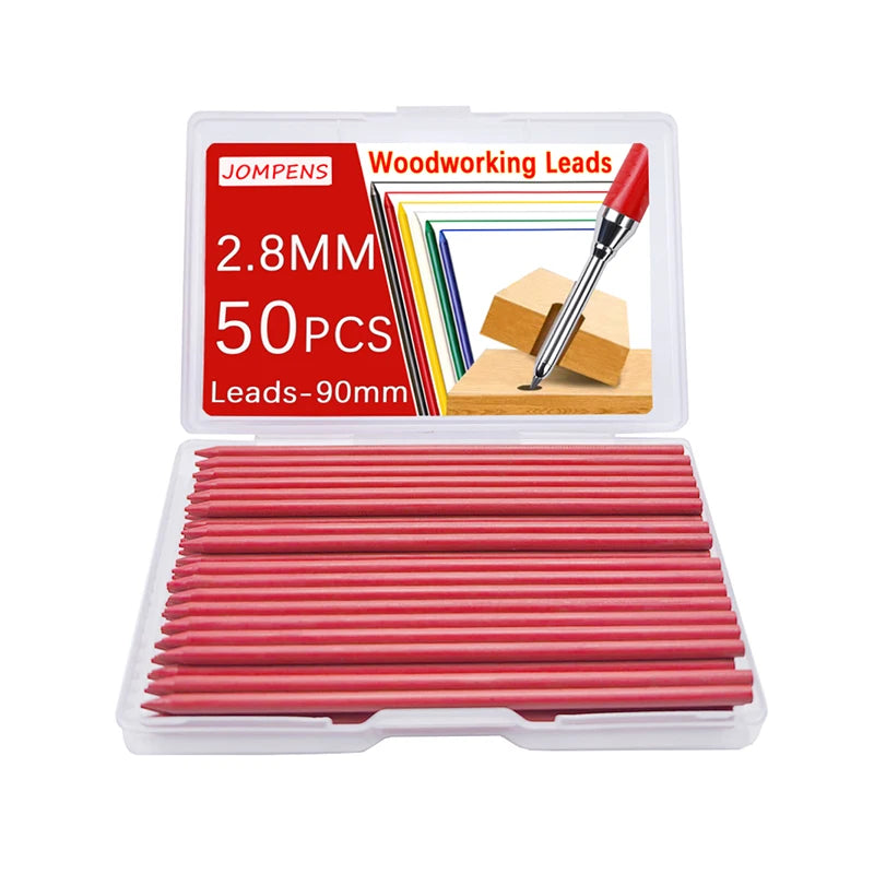 50pcs 2.8mm Solid Carpenter Pencil Replaceable Leads, Deep Hole Marking Architectural Painting Woodworking Automatic Pencil Lead