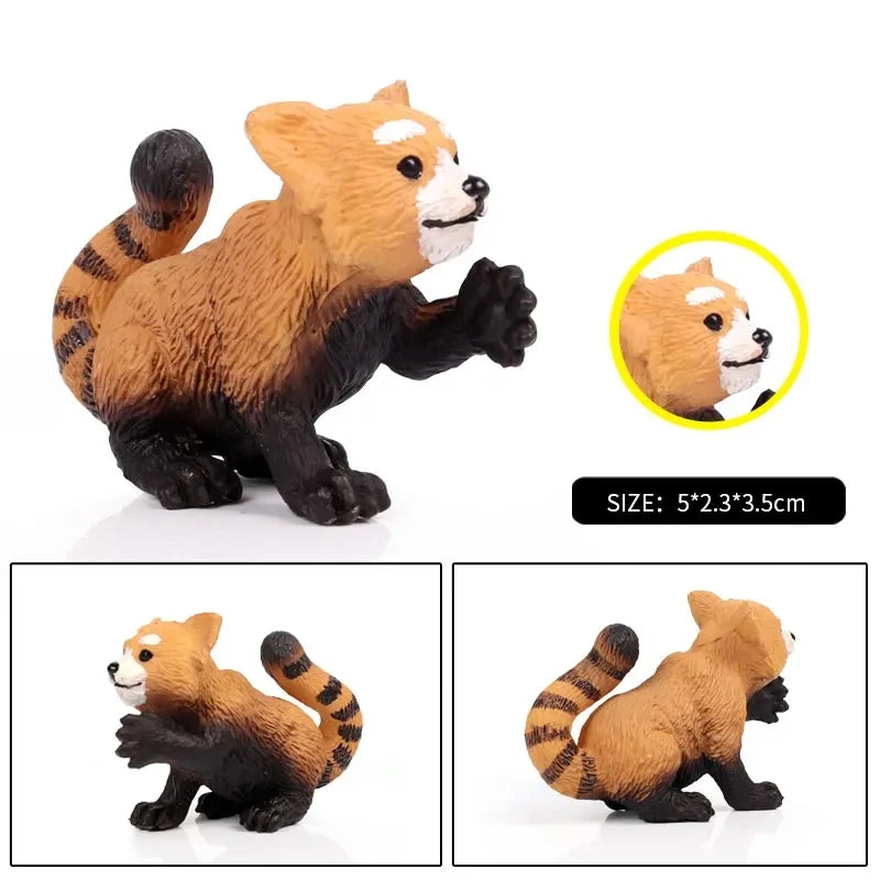 Oenux Simulation Wild Figurines Lesser Panda Raccoon Lemur Model Action Figures Forest Animals Home Education Kids Toy Gift