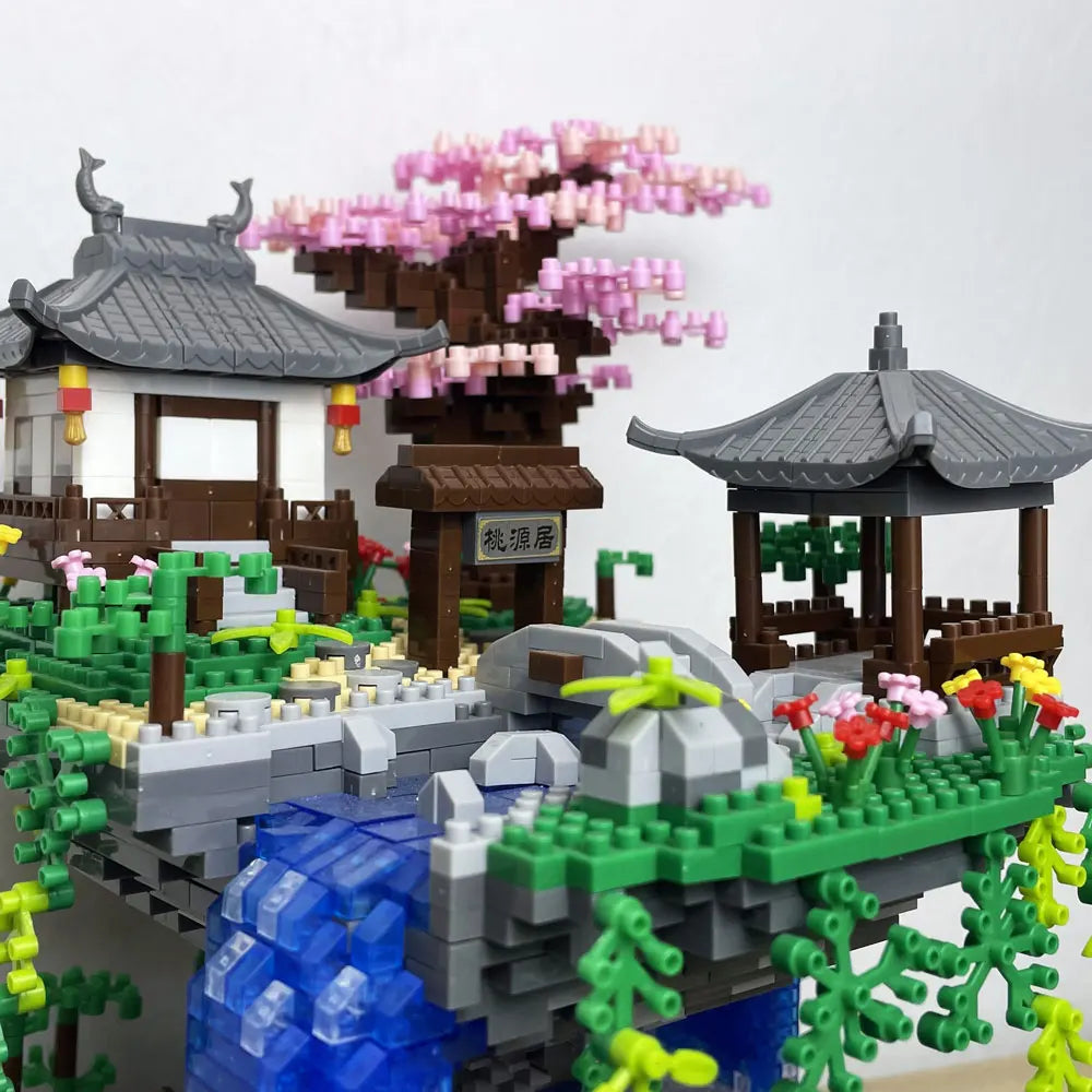 Taohuatan Lake Themed Micro Brick Building Blocks Set, Adult Creative Toys, Unique Chinese Landscape Model Bricks with LED Light