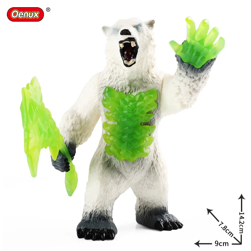 Oenux Original Savage Dinosaurs Myth Dragon Animals Model Fire Bull Octopus Monster Crab Action Figures Kids Collection Toy Gift