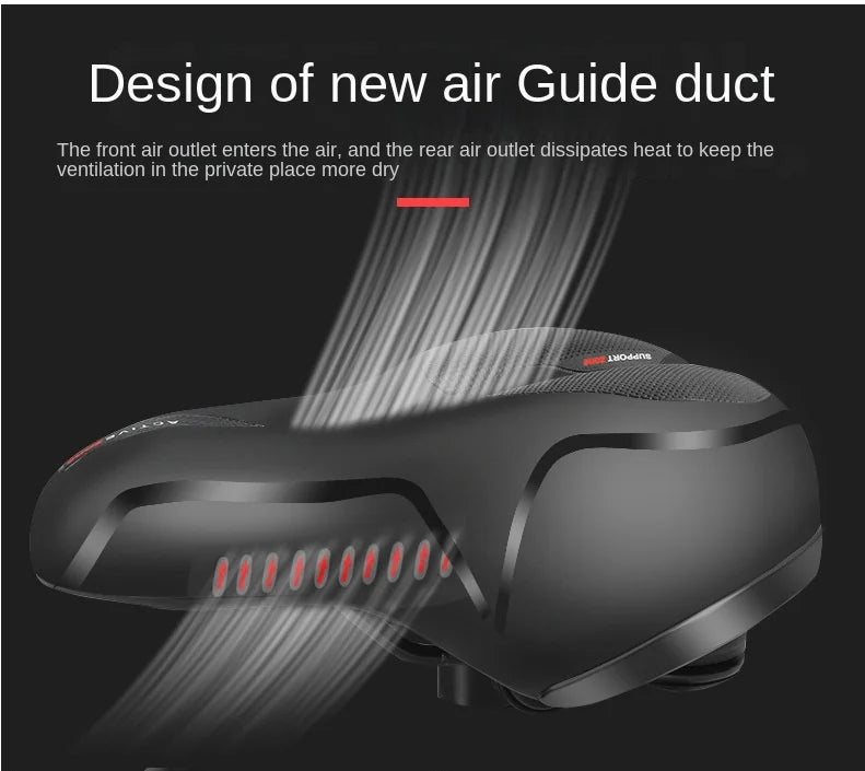 Hollow Breathable Bicycle Saddle Men Women MTB Road Bike Saddle Shock Absorbing Comfortable Big Butt Bike Seat Safety Warning