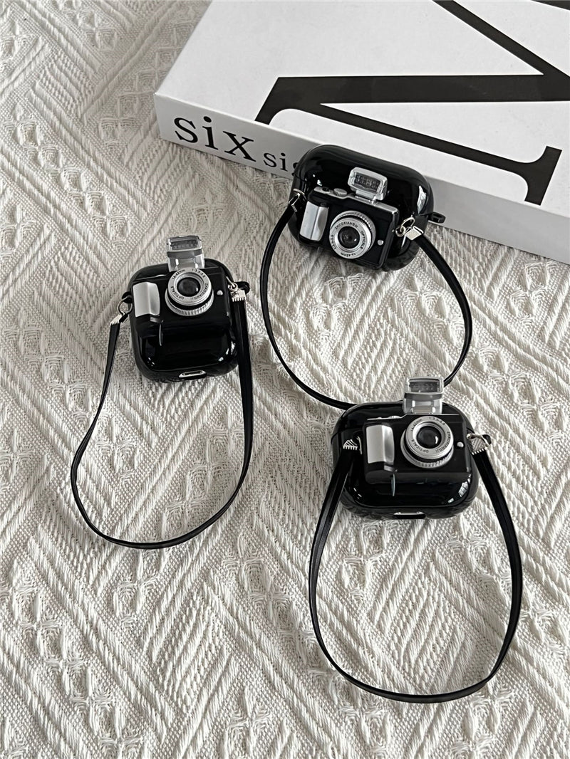 Camera Earphone Case with Strap for Apple Airpods 3 2 1 Pro 3 Pro2 Soft Silicone Headphone Cover for Air Pods 4 2024 Generation