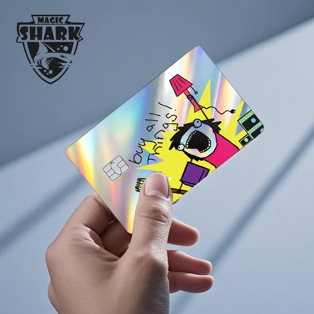 Magic Shark Mcloving Spider Anime Shinny Laser Holographic Matte Skin Film Sticker for Debit Bank Credit Card