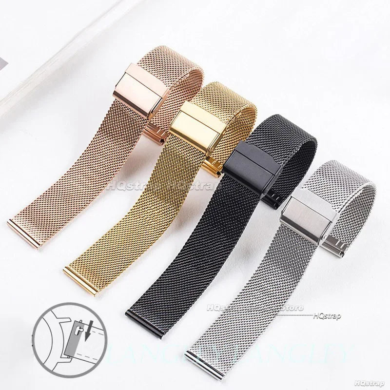Quick Release Milanese Strap 18mm 20mm 22mm 12mm 14mm 16mm 17mm 19mm 21mm 24mm Universal Bracelet 0.6mesh Stainless Steel