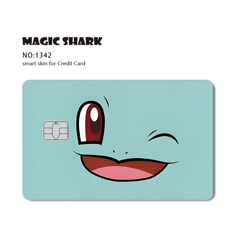 Maigc Shark Cute Pokemons Mewtwo Eevee Pikachu Gengar Sticker Film Cover for Debit Credit Card No Fade