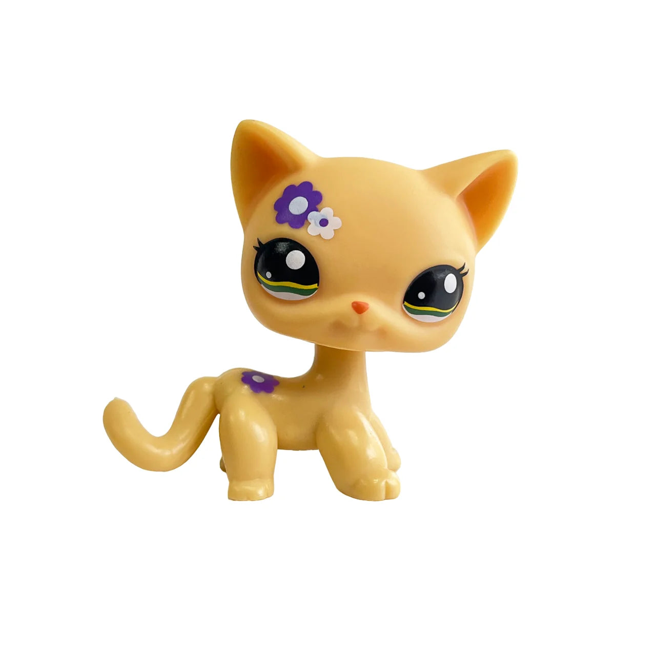 Rare pet Bobble head toy Stands Short Hair Kitten with Mouse and necklace Old Animal Collection toy lps