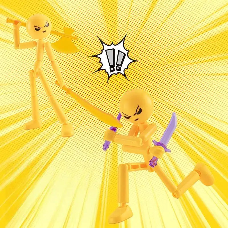 1 Set Novelty Action Figure Stickman Assembled Robot Movable Multi-jointed Stickman Toy 3d Printing Mannequin