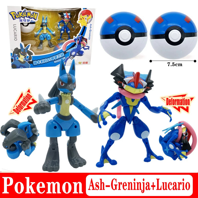 Funny Pokemon Transformation Cartoon Model Pokeball Pikachu Toys Scalable Anime Figure Dolls Model Ornaments Kids Birthday Toys