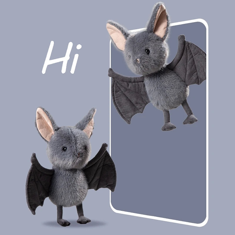 New 26cm Kawaii Hanging Bat Plush Toy Grey Broox Stuffed Animal Doll Cartoon Soft Bat Plushies Home Decor Birthday Gifts Girl