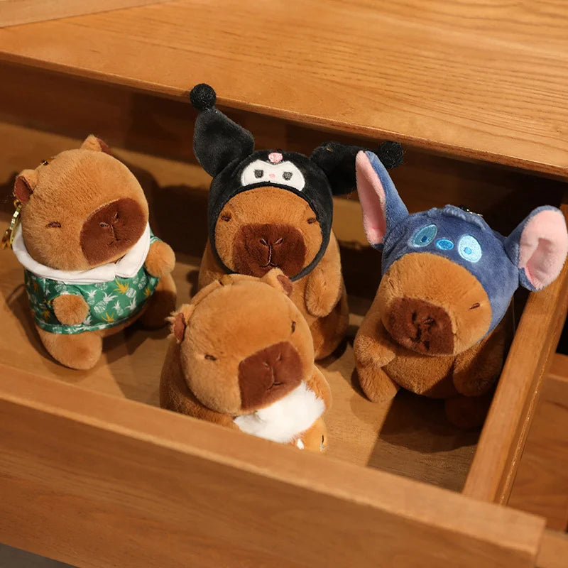 Capybara Plush Toy Pendant Keychain Capibara Cosplay Pokemon Pikachu Disney Stitch Sanrio Kuromi Plushies Stuffed Bag Decor Gift