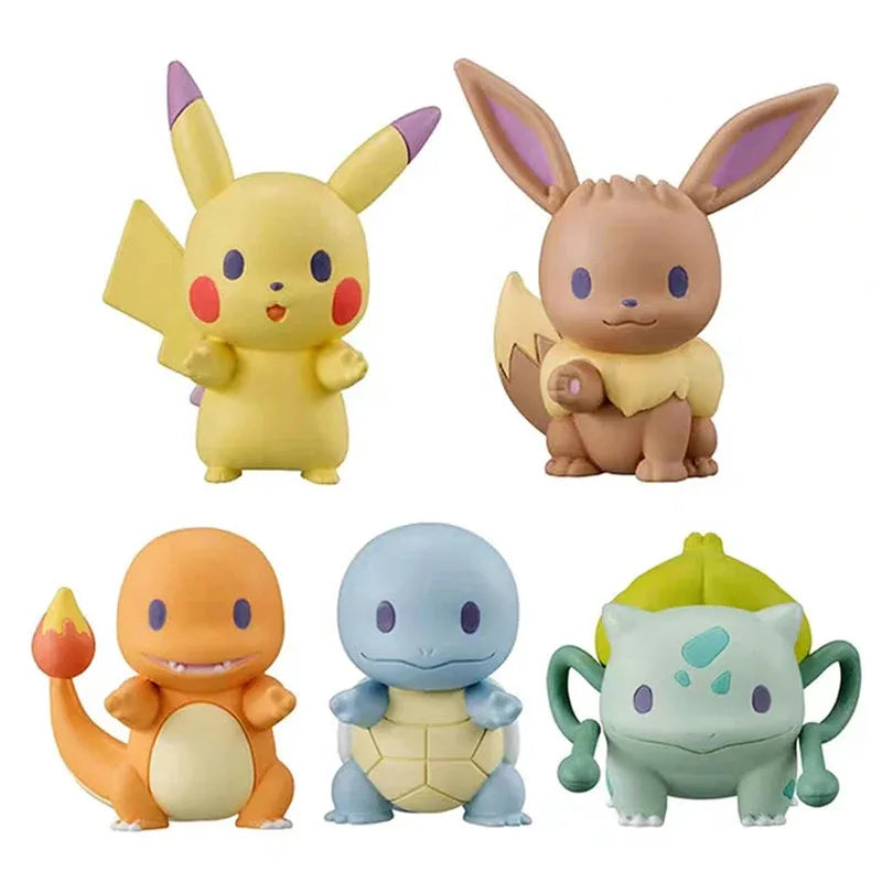5Pcs Pokemon Pikachu Anime Action Figures 3CM Ornaments Collection Dolls Model Kawaii Charmander Squirtle Toys For Children Gift