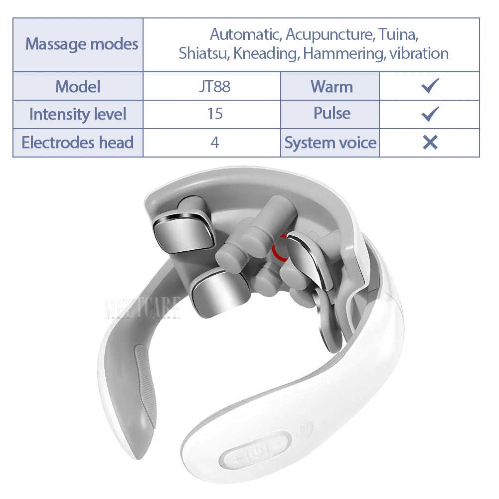 Smart Back Neck Massager with Heating TENS Pulse Cervical Muscle Massage Wireless Shoulder Health Care Device