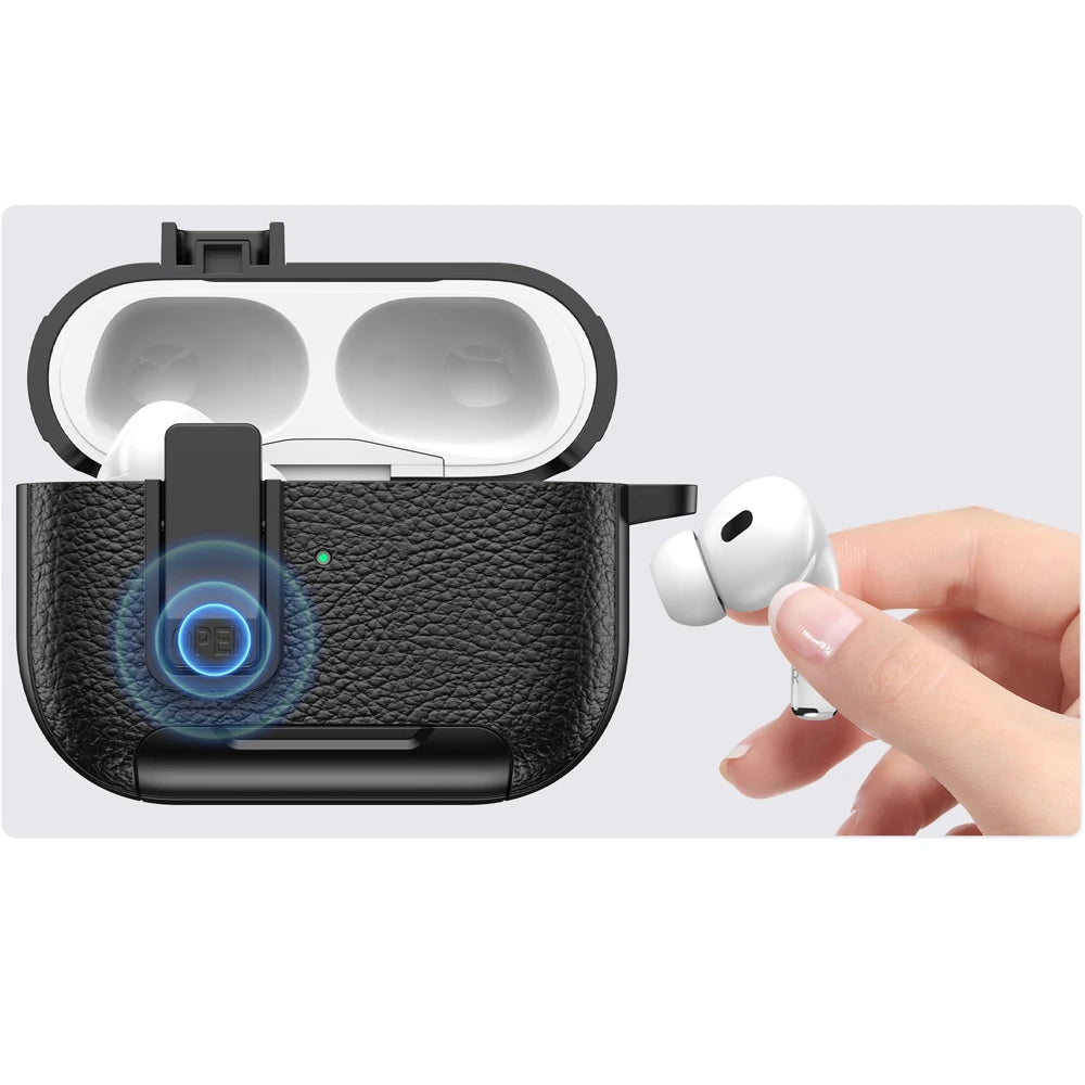 New Earphone Cover For AirPods Pro 3 3rd Generation Protective Case With Secure Lock Invisible Phone Stand Leather Texture Cover