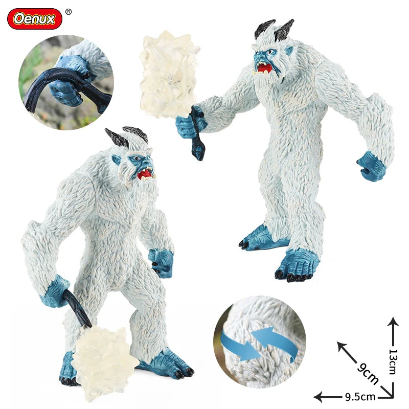 Oenux Original Savage Dinosaurs Myth Dragon Animals Model Fire Bull Octopus Monster Crab Action Figures Kids Collection Toy Gift