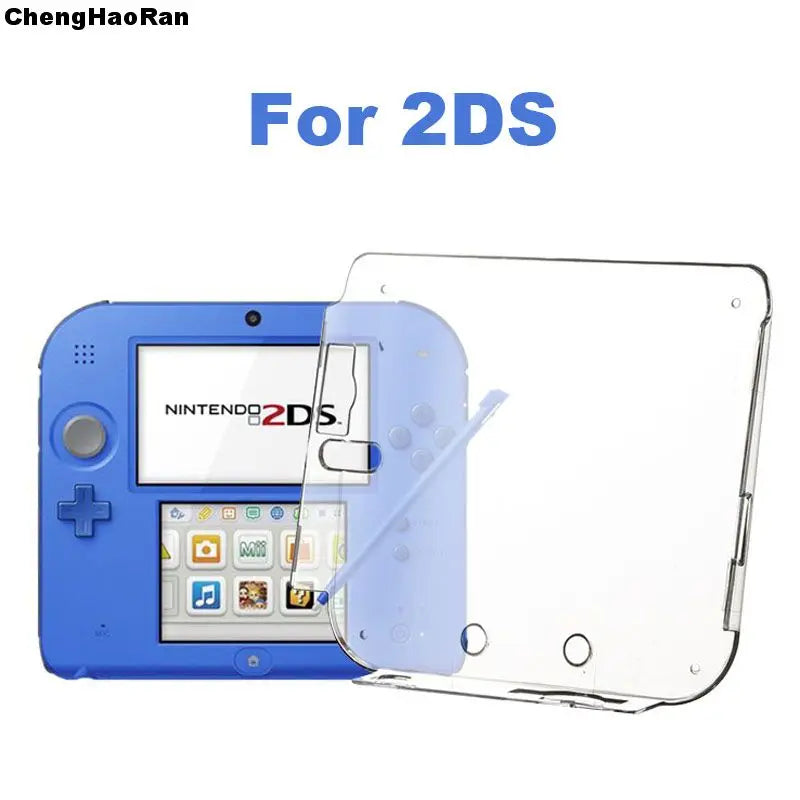 1piece Clear Crystal Protective Case Cover Hard Shell Skin for 2DS + Anti Dust Film For 2DS Screen protector