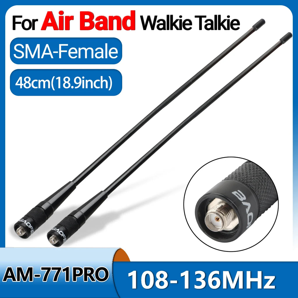 AM-771 Air Band SMA-Female Antenna 108-136MHz for Quansheng UV K5 (8) K6 Baofeng UV 5RH 21 PRO V2 UV-98 Walkie Talkie Ham Radio