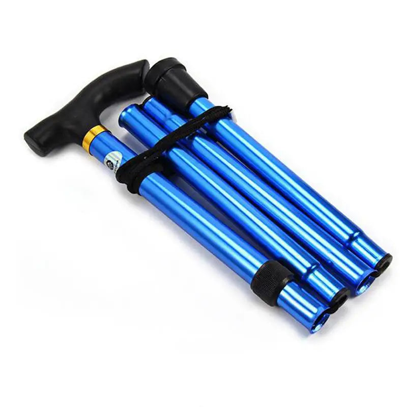 Telescopic Walking Stick Outdoor Hiking Trekking Poles Aluminum Alloy Metal Folding Cane Crutches Pole For Elderly People