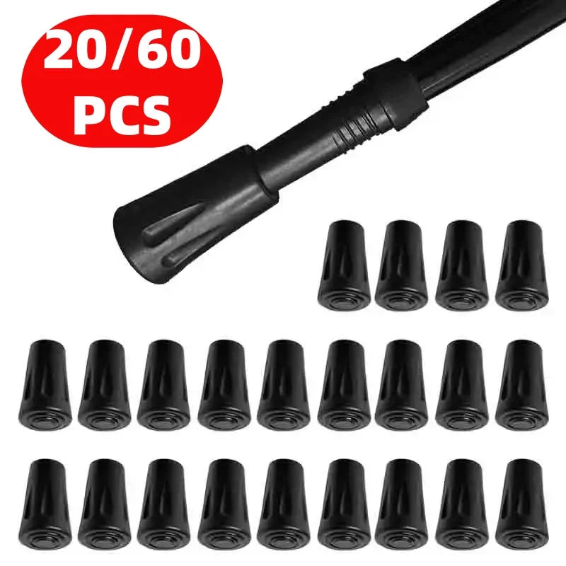20pcs/pack Trekking Pole Nordic Walk Stick Cane Climb Replacement Alpenstock Outdoor Camp Hike Protector Cap Tip Rubber
