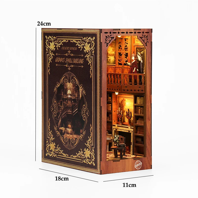 DIY Wooden Book Nook Insert Kit Doll Houses Building Toys Bookends Bookshelf Decor DollHouses Toys For Kids Xmas Gifts