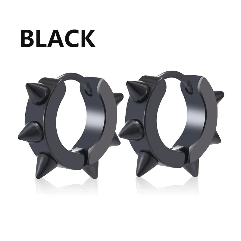 1 Pairs Multi Types Unisex Black Gold Color Stainless Steel Earring For Women Men Punk Gothic Piercing Fake Earrings Jewelry