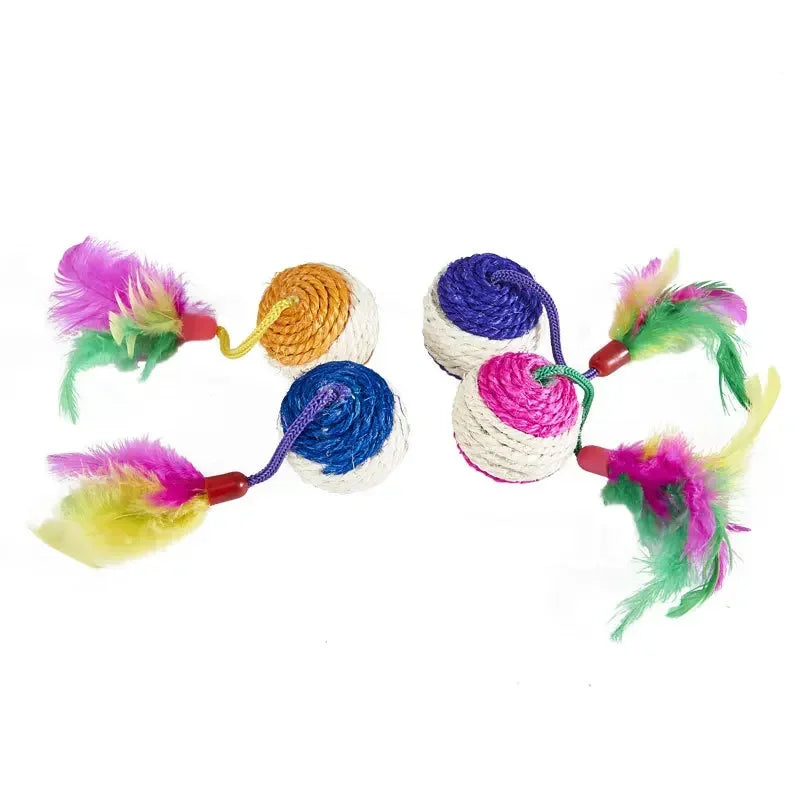 1Pc Cat Toy Sisal Scratching Ball Training Interactive Toy for Kitten Pet Cat Supplies Feather Toy Cat Toys Interactive
