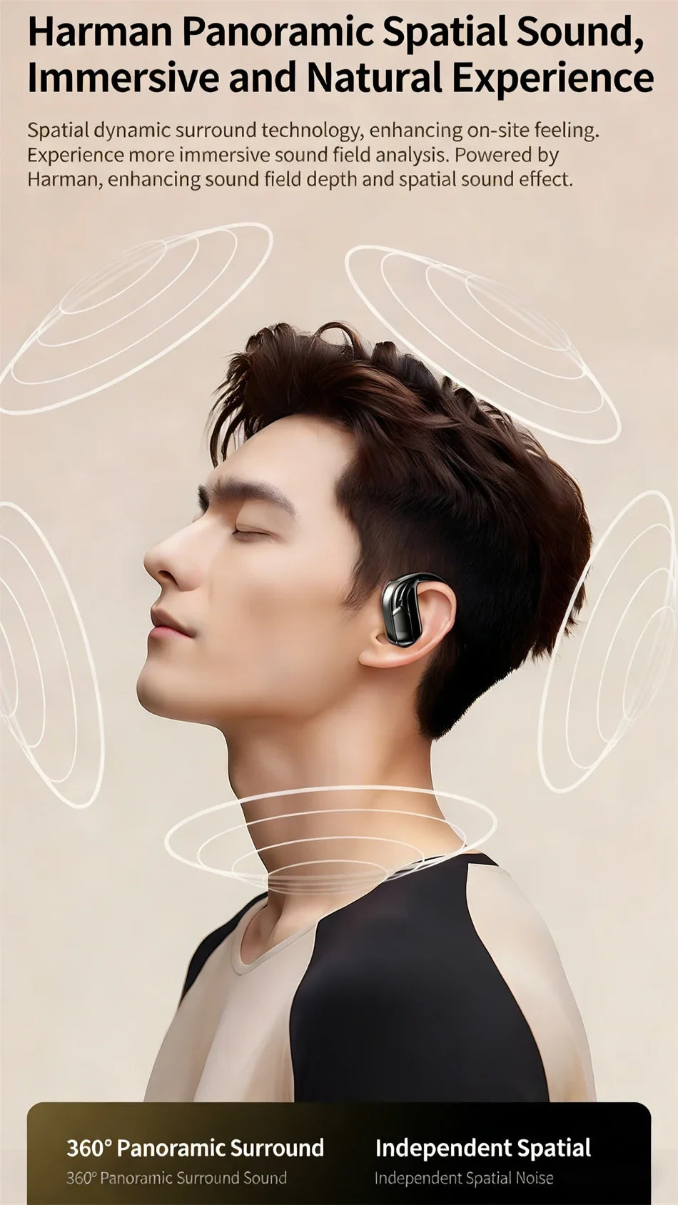 Wholesale Wireless Headphones Bluetooth 5.4 Earphones True with Mic Button Control Noise Reduction Earhooks Waterproof Headset