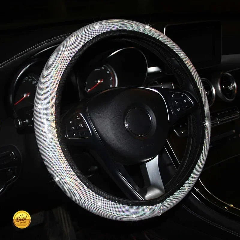Car Universal 37/38cm Steering Wheel Cover Elastic Handle Cover Colorful Bronzing Diamond BlingBling Steering Wheel Accessories