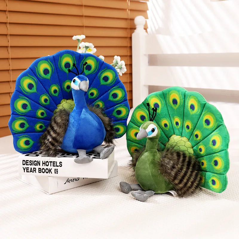 Cute Simulation Green Peacock Plush Toy Blue Peacock Doll Decorative Ornament Gift Bird Doll Zoo Souvenir Ornament Photo Props