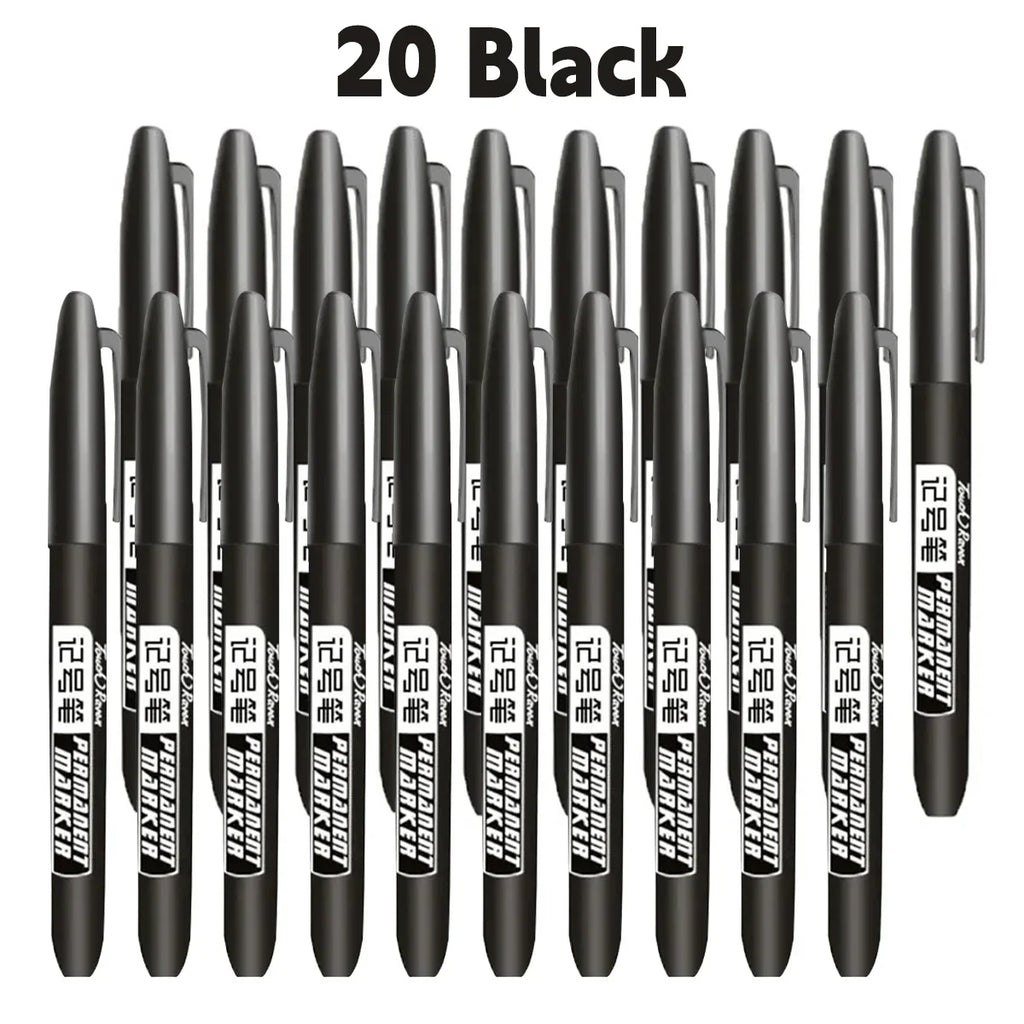 6-20PCs/Set PermanentMarker Pen Fine Point Waterproof Markers Thin Nib Crude Nib Black Blue Red Ink 1.5mm Fine Color Marker Pens