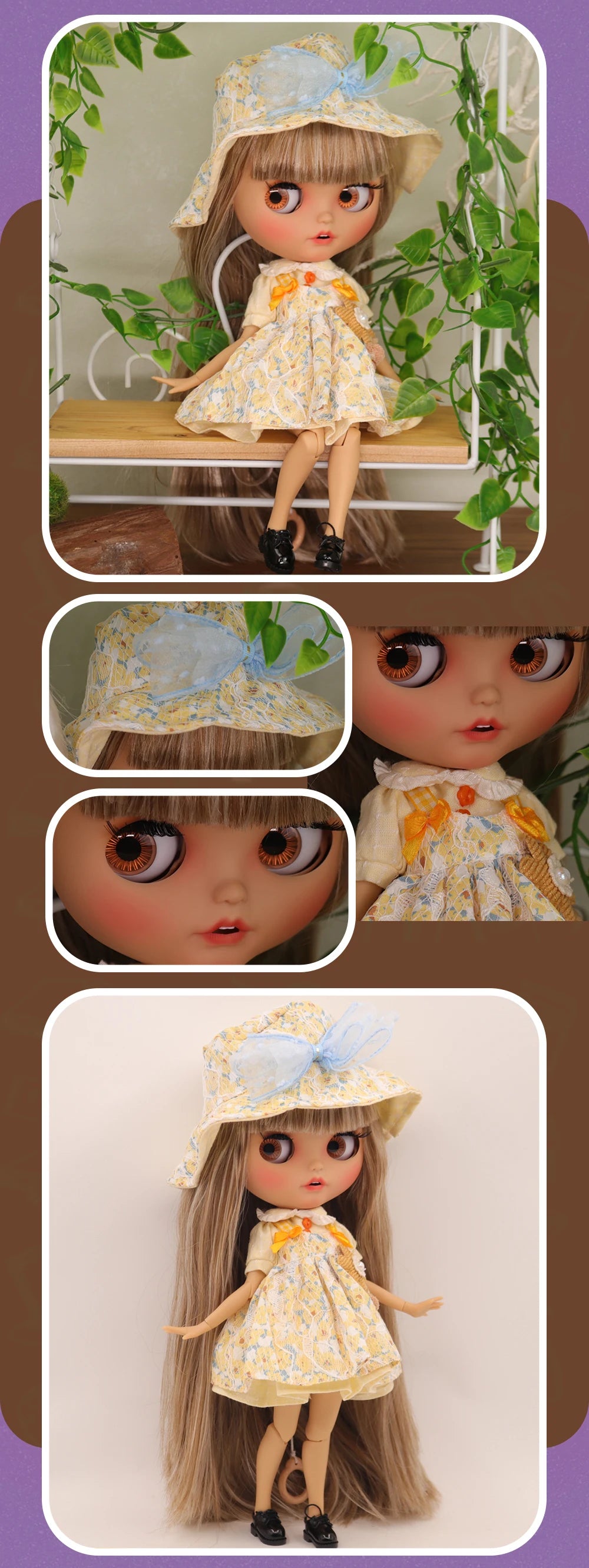 ICY DBS Blyth Doll Pouting Mouth Tan Skin Matte Face Joint Body 1/6 BJD OOAK Ob24 Anime Girl
