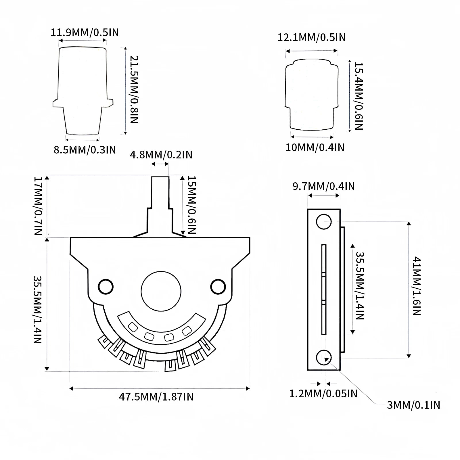 PHRILAM 3-Way 8-Legs 5-Way Electric Guitar Switch Metal Plastic with Screws 1pc Tip Switch Guitar Accessories