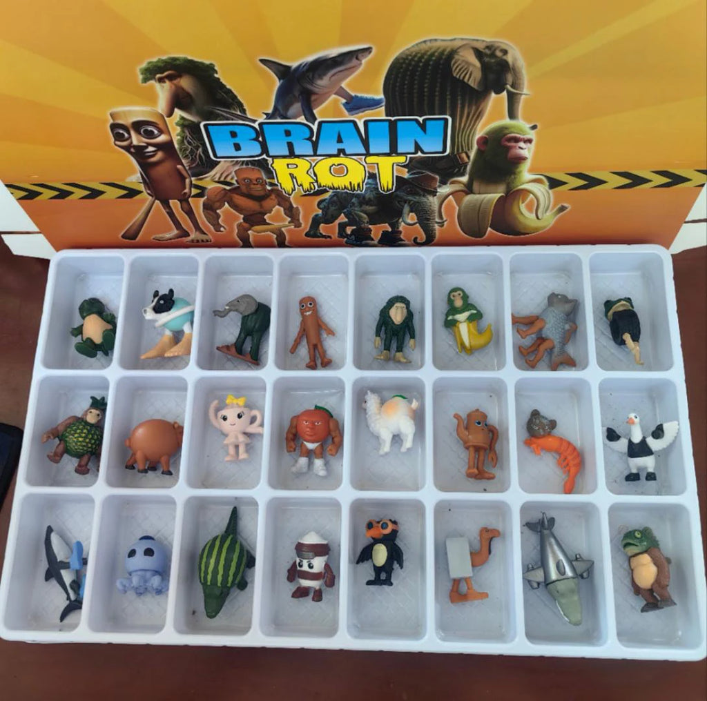 24PCS Funny Mini Figures Italian Brainrot Set Tung Tung Tung Sahur Tralalero Tralala Ornaments Figurine Action Figure Toys Gifts