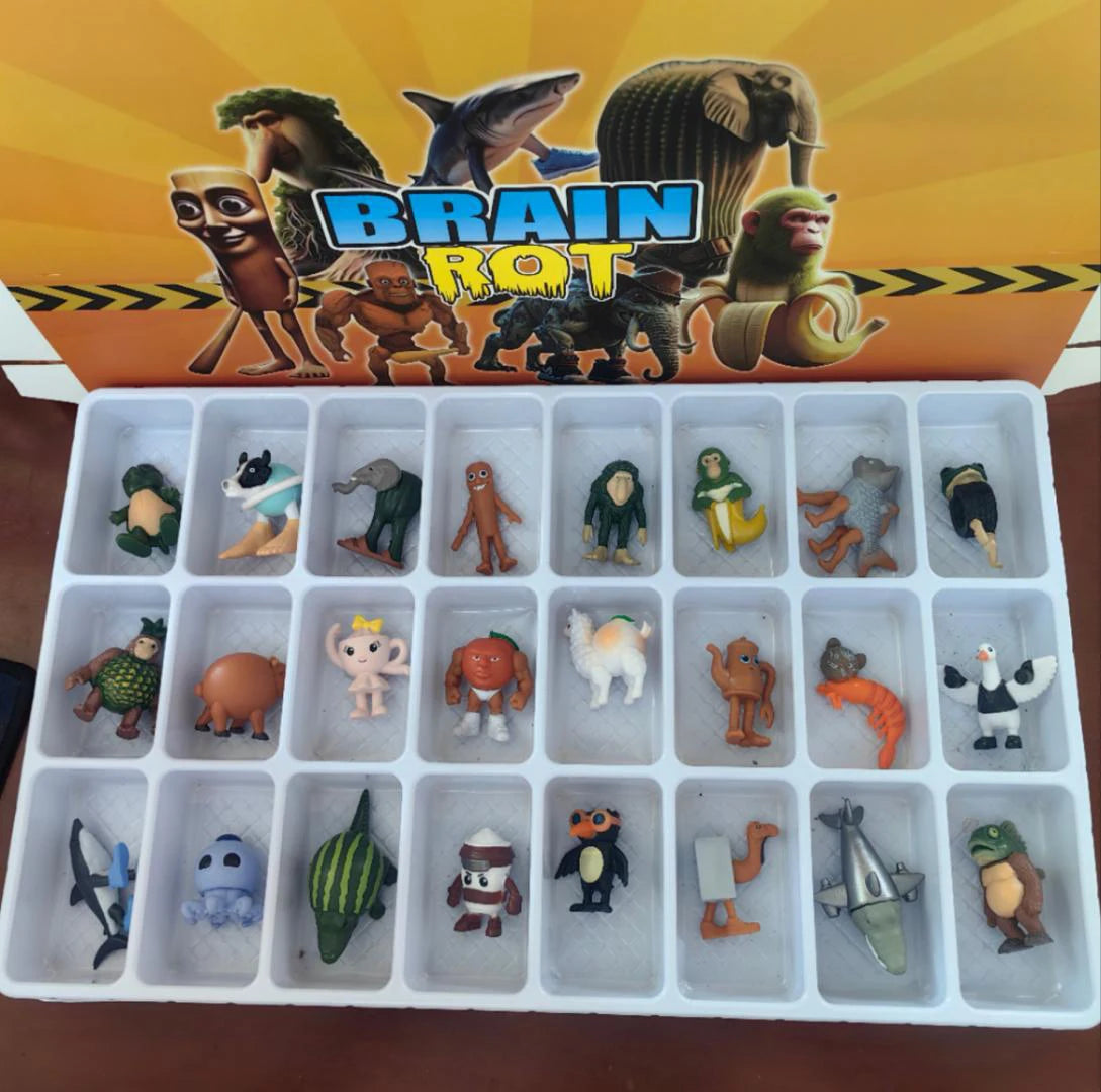 24PCS Funny Mini Figures Italian Brainrot Set Tung Tung Tung Sahur Tralalero Tralala Ornaments Figurine Action Figure Toys Gifts