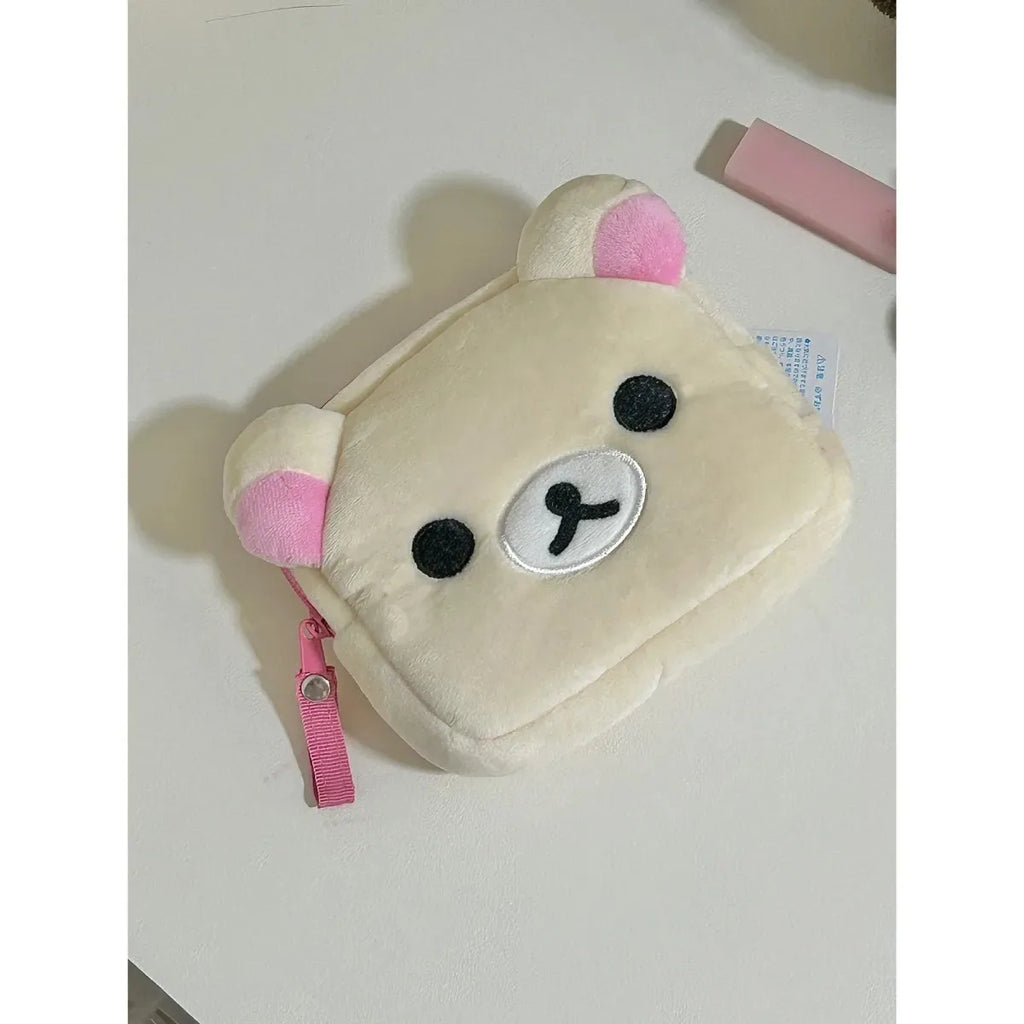 Rilakkuma Cute Makeup Organizer Storage Bag Cartoon Bear Plush Kawaii Cosmetic Cosmetic Bags Vanity Beauty Case Cute Pencil Case