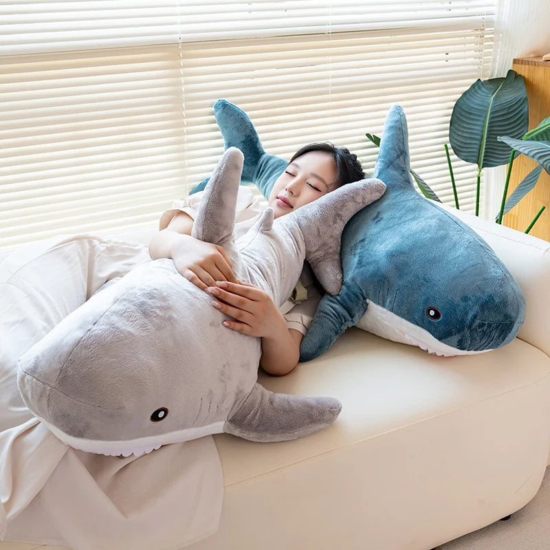 100cm Cartoon Hot Sell Soft Rainbow Shark Plush Doll Pillow Sea Creatures Colorful Shark Plush Toy Warm Hug For Boys Girls Gifts